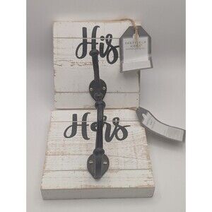 Sheffield Home His and Hers Wall Hook Plaque Farmhouse Mudroom Decor NWT